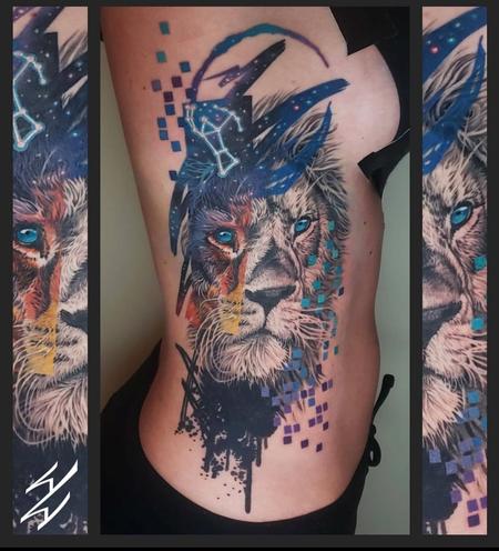 Tattoos - Walt Watts Astrology Lion Tattoo - 144516